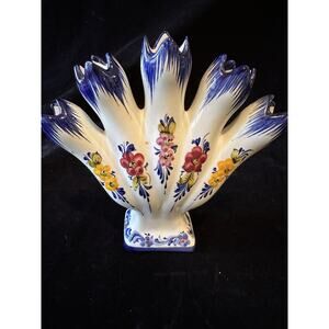 Faireal five finger tulipiere vase hand painted Portugal